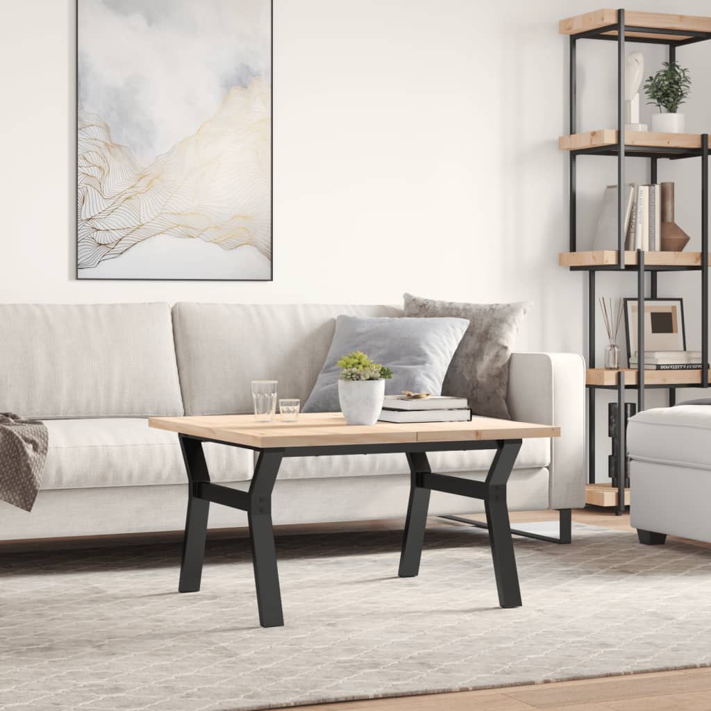 Salongbord Y-ramme 80x80x45,5 cm heltre furu og stål