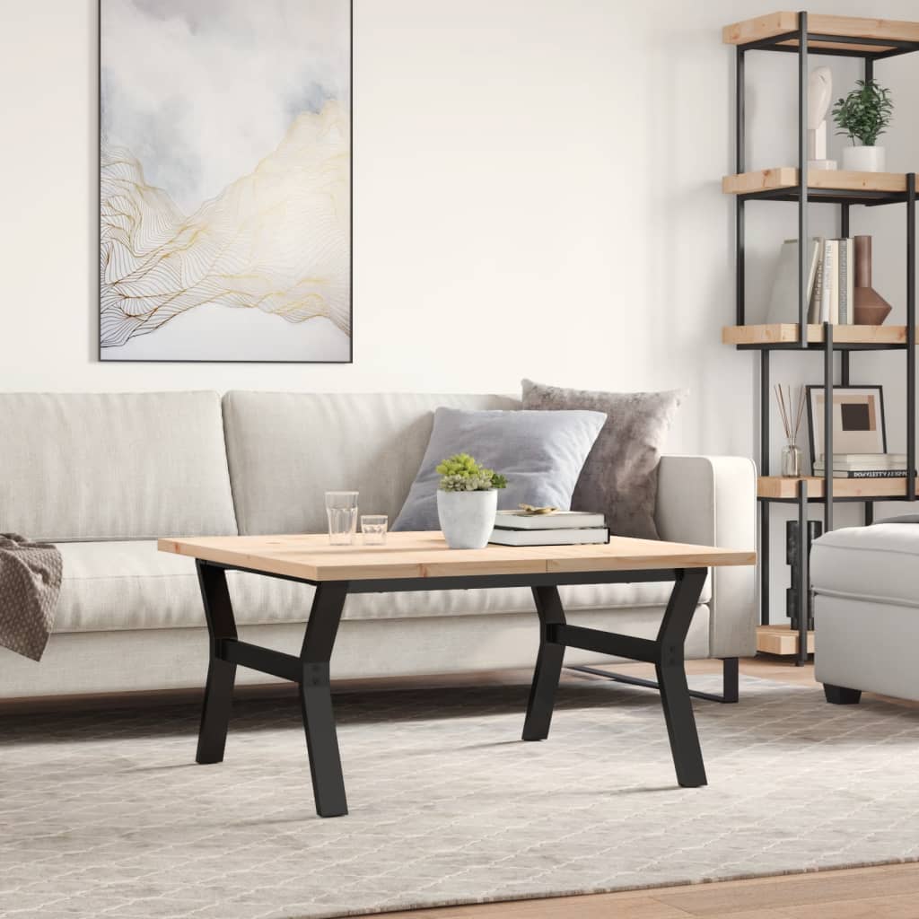 Salongbord Y-ramme 90x90x45,5 cm heltre furu og stål