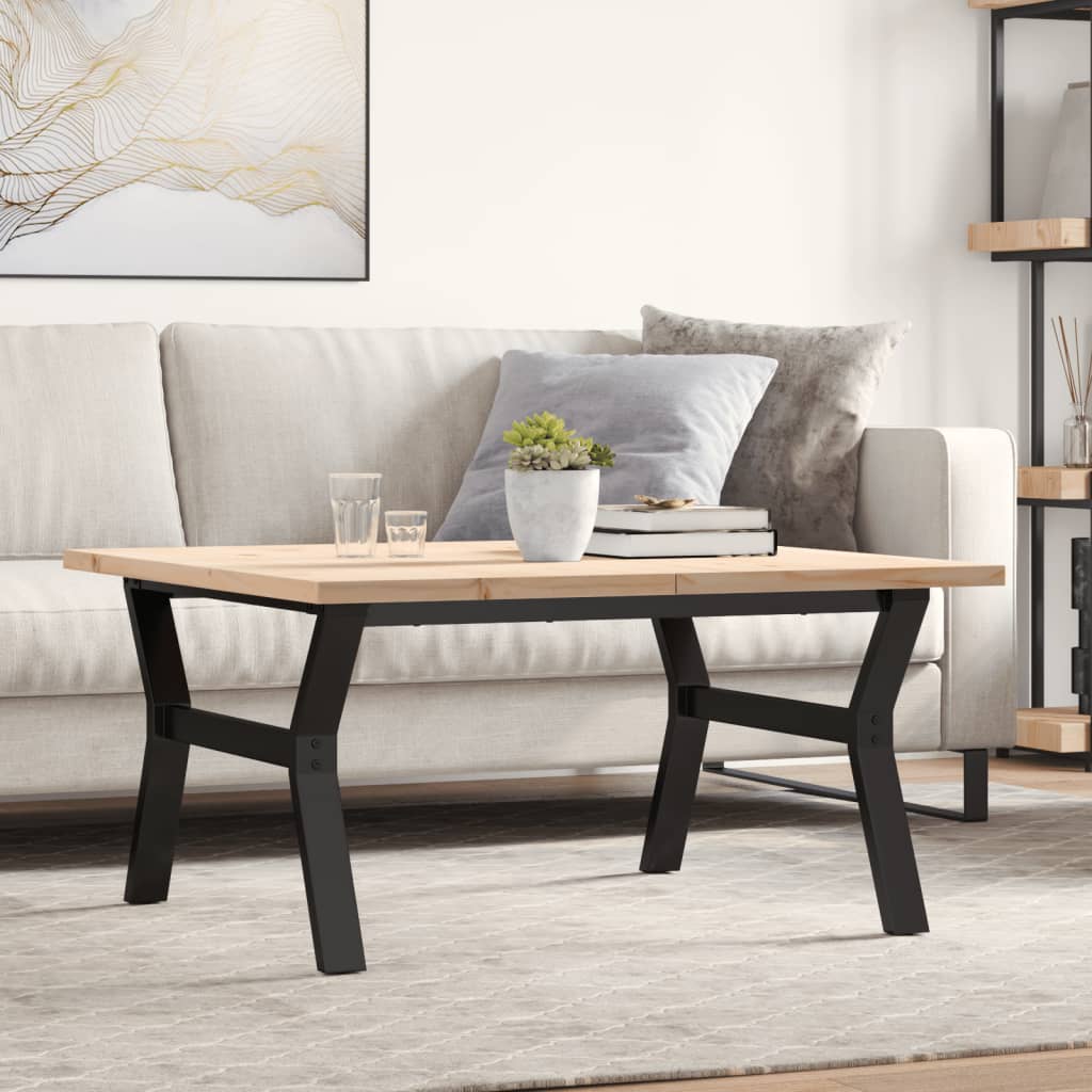 Salongbord Y-ramme 90x90x45,5 cm heltre furu og stål