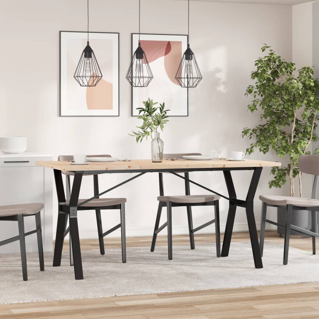 Spisebord Y-ramme 160x80x75,5 cm heltre furu og stål