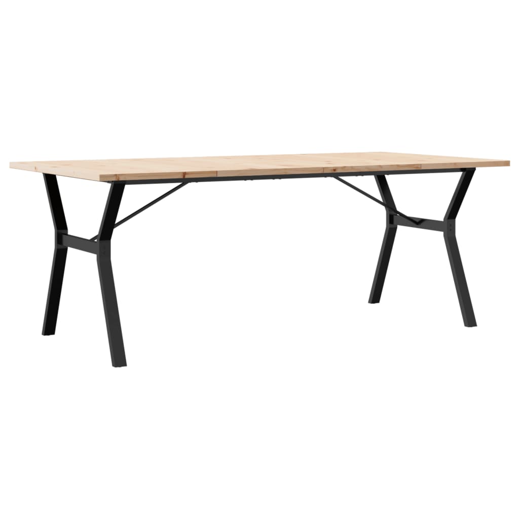 Spisebord Y-ramme 200x100x75,5 cm heltre furu og stål