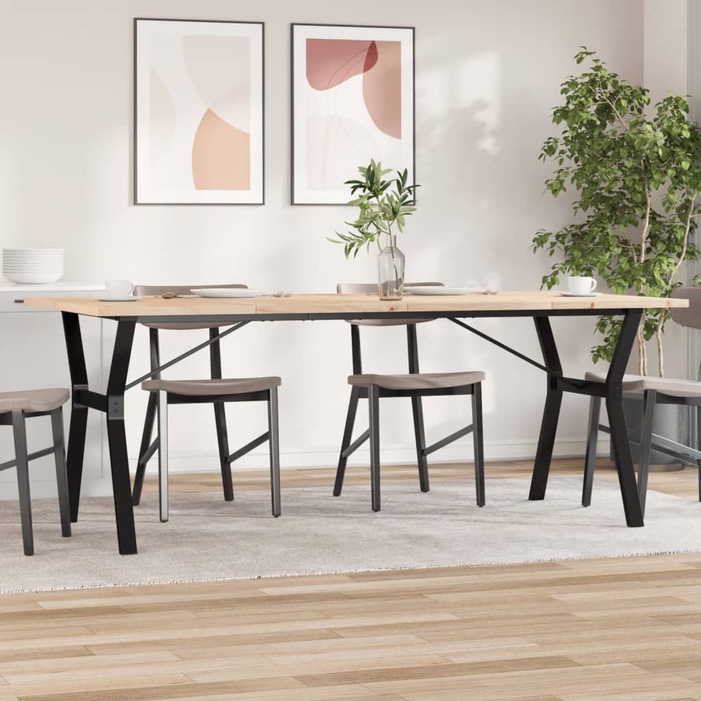 Spisebord Y-ramme 200x100x75,5 cm heltre furu og stål