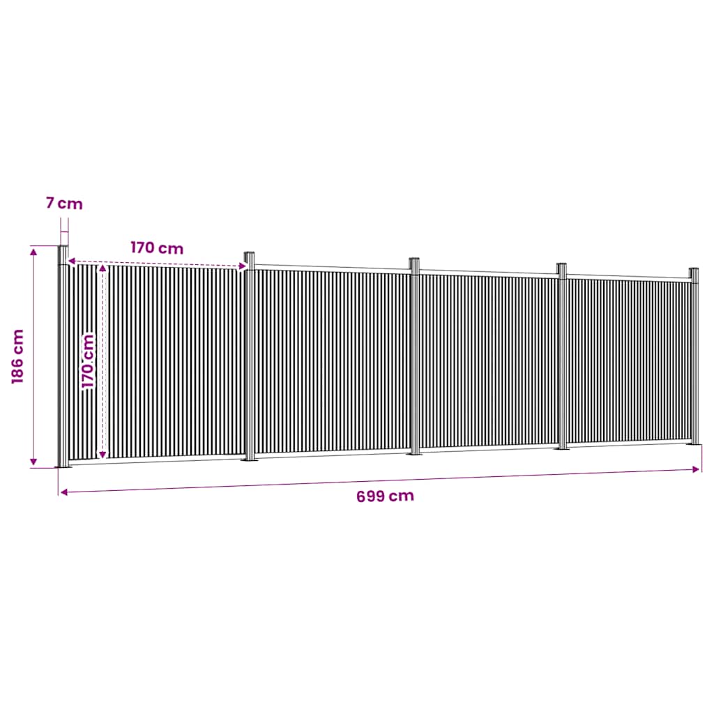Gjerdepanel brun 699x186 cm WPC