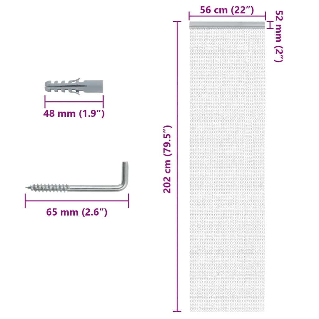 Fluenett med kjede 56x202 cm aluminium