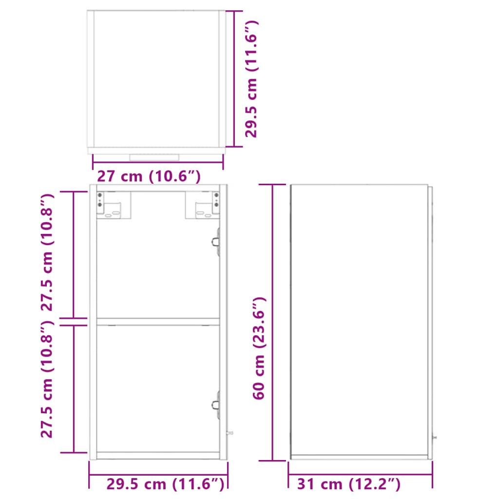 Hengende skap sonoma eik 29,5x31x60 cm sponplate