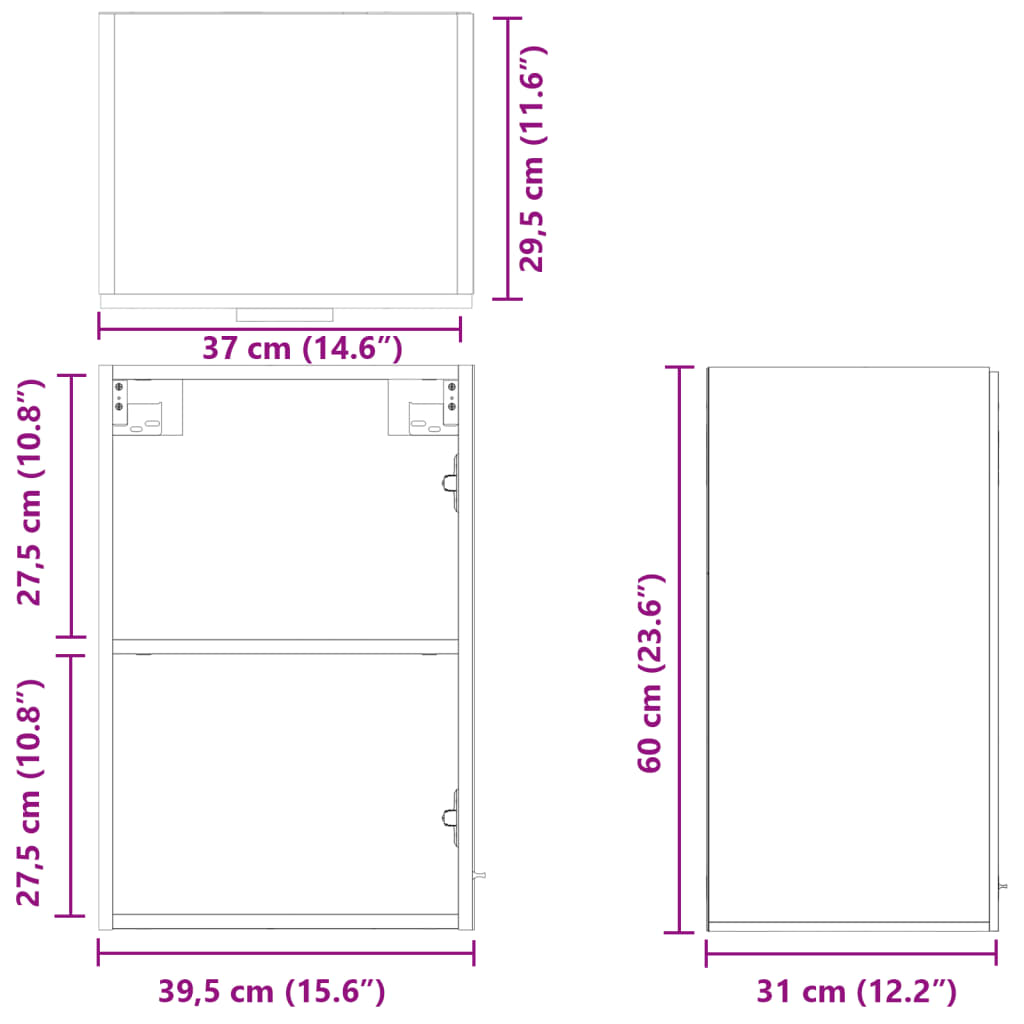 Hengende skap sonoma eik 39,5x31x60 cm sponplate