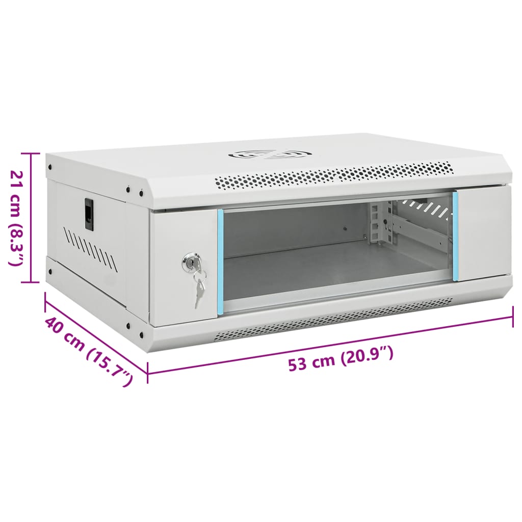 Nettverksskap 4U veggmontert 19" IP20 53x40x21 cm