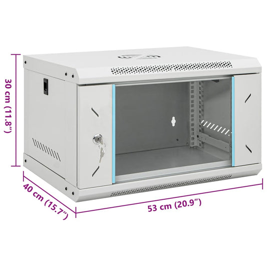 6U veggmontert nettverksskap 19" IP20 53x40x30 cm