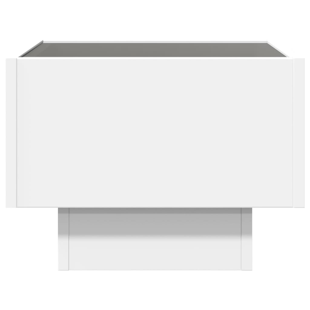Sidebord LED hvit 40x40x30 cm konstruert tre