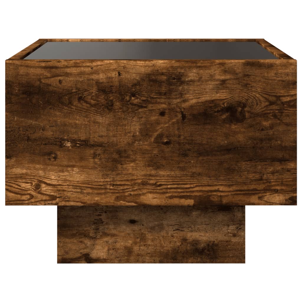Sidebord LED røkt eik 40x40x30 cm konstruert tre