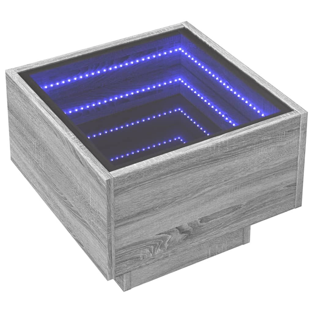 Sidebord LED grå sonoma 40x40x30 cm konstruert tre
