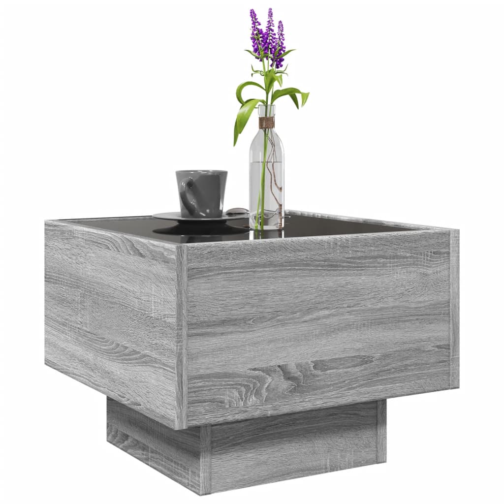 Sidebord LED grå sonoma 40x40x30 cm konstruert tre