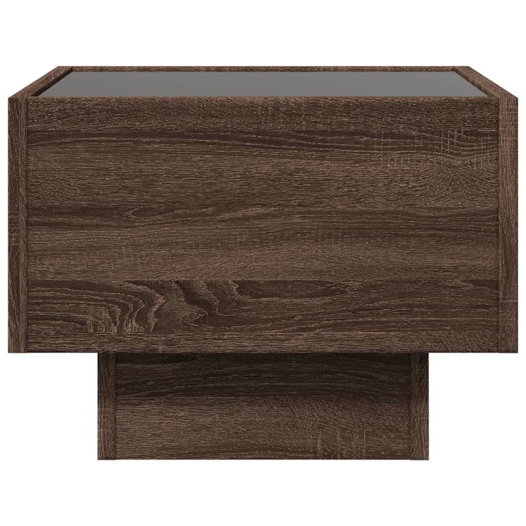 Sidebord LED brun eik 40x40x30 cm konstruert tre