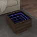 Sidebord LED brun eik 40x40x30 cm konstruert tre