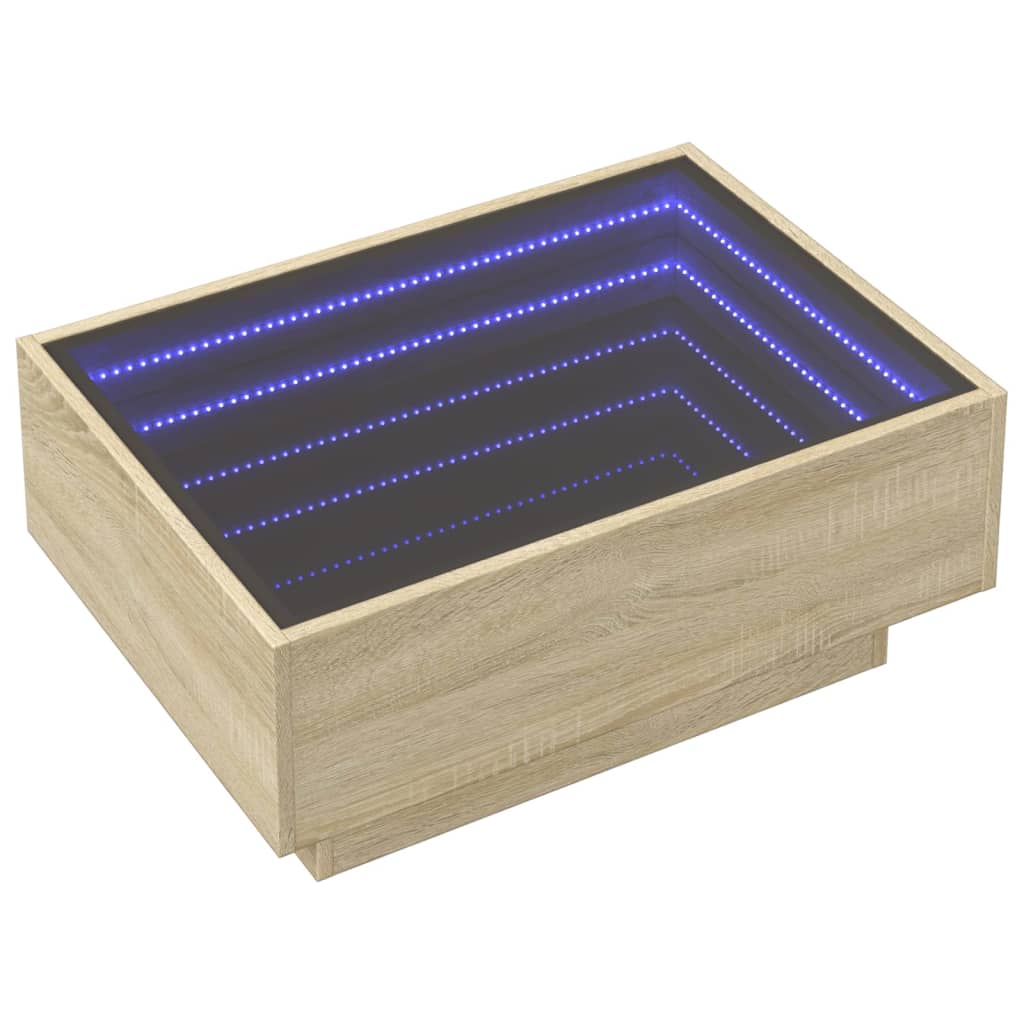 Salongbord med LED sonoma eik 70x50x30 cm konstruert tre