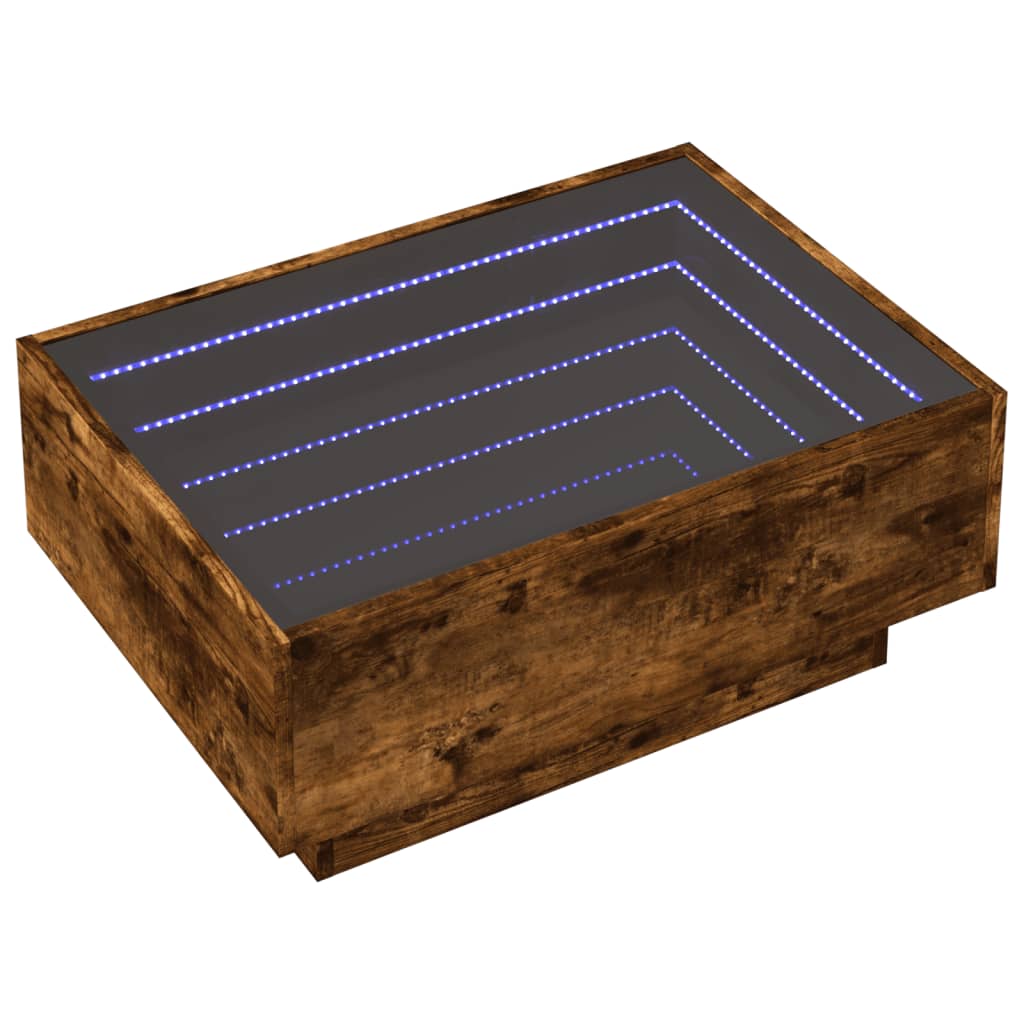 Salongbord med LED røkt eik 70x50x30 cm konstruert tre