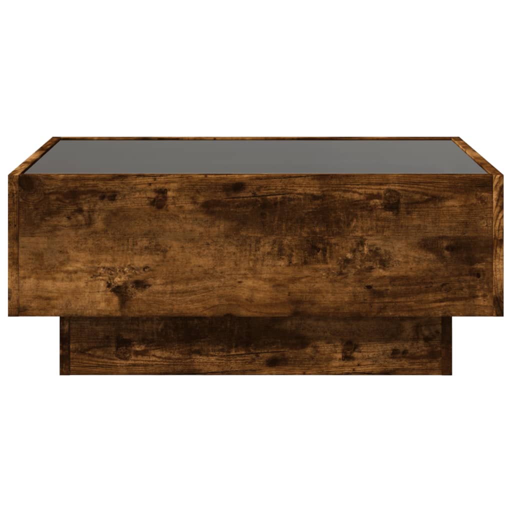 Salongbord med LED røkt eik 70x50x30 cm konstruert tre