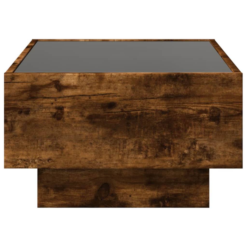 Salongbord med LED røkt eik 70x50x30 cm konstruert tre