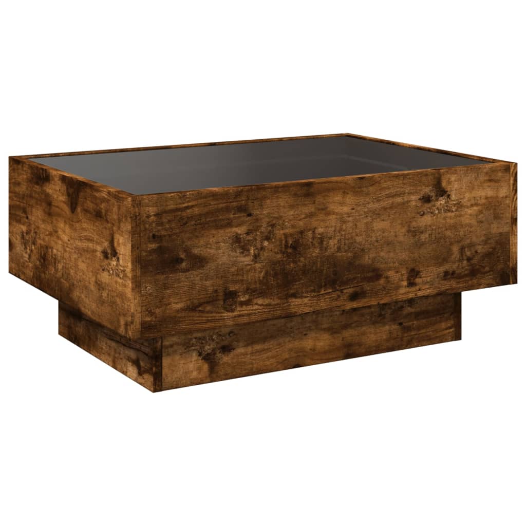 Salongbord med LED røkt eik 70x50x30 cm konstruert tre
