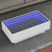 Salongbord med LED hvit 90x50x30 cm konstruert tre
