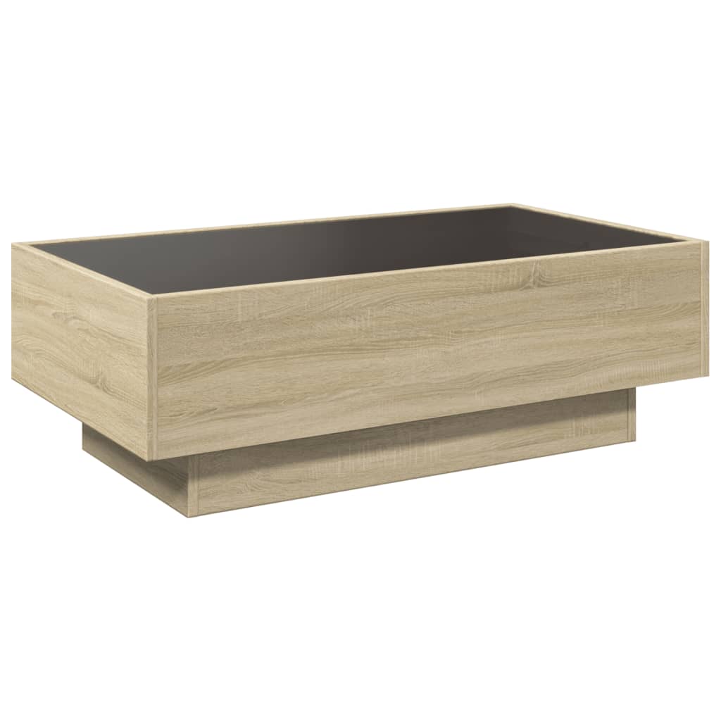 Salongbord med LED sonoma eik 90x50x30 cm konstruert tre