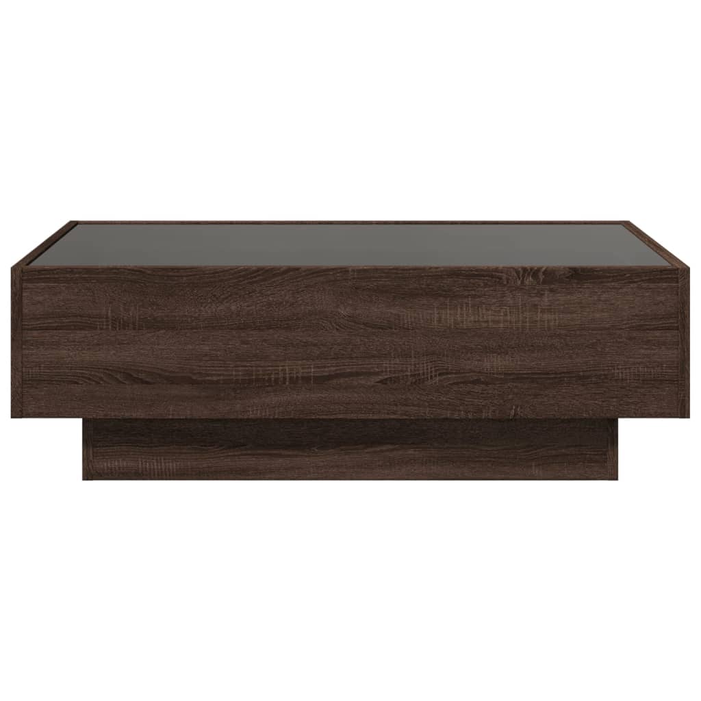 Salongbord med LED brun eik 90x50x30 cm konstruert tre