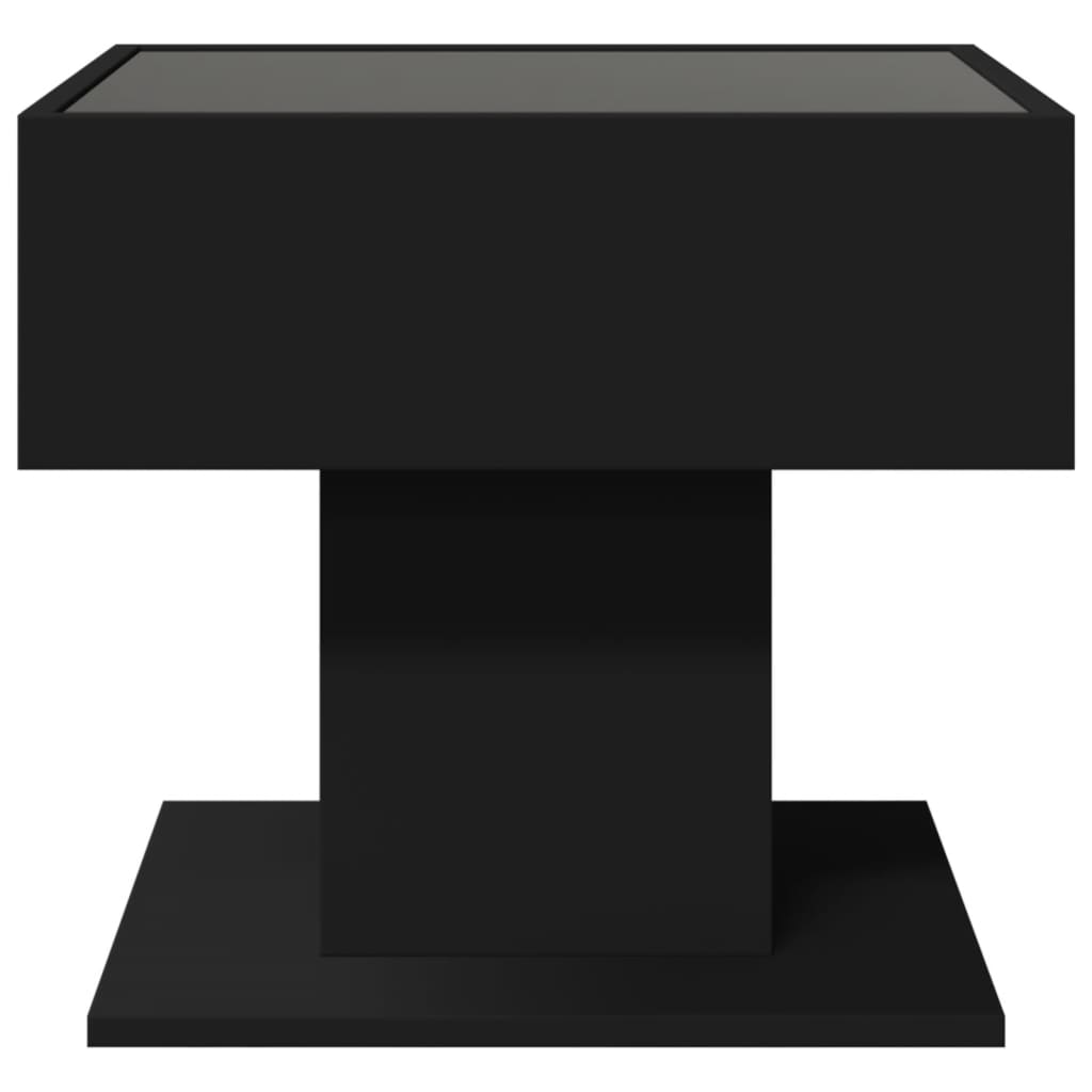 Salongbord med LED svart 50x50x45 cm sponplate