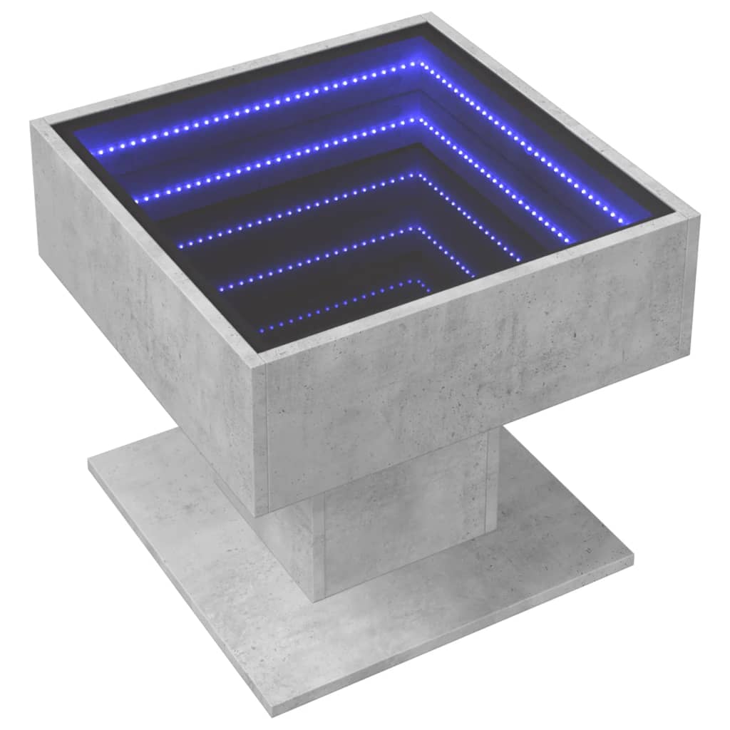 Salongbord med LED betonggrå 50x50x45 cm konstruert tre