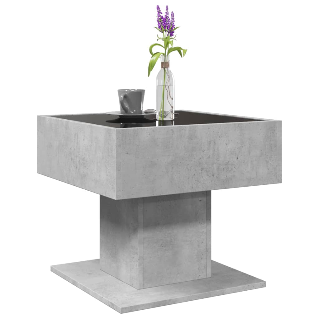 Salongbord med LED betonggrå 50x50x45 cm konstruert tre