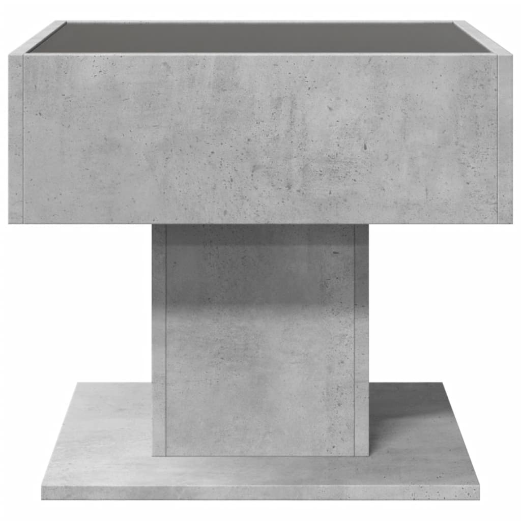 Salongbord med LED betonggrå 50x50x45 cm konstruert tre