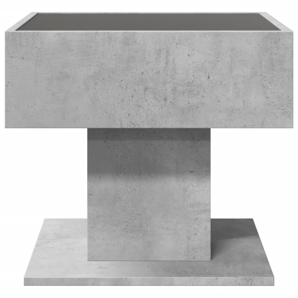 Salongbord med LED betonggrå 50x50x45 cm konstruert tre