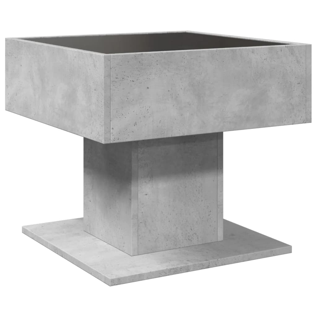 Salongbord med LED betonggrå 50x50x45 cm konstruert tre