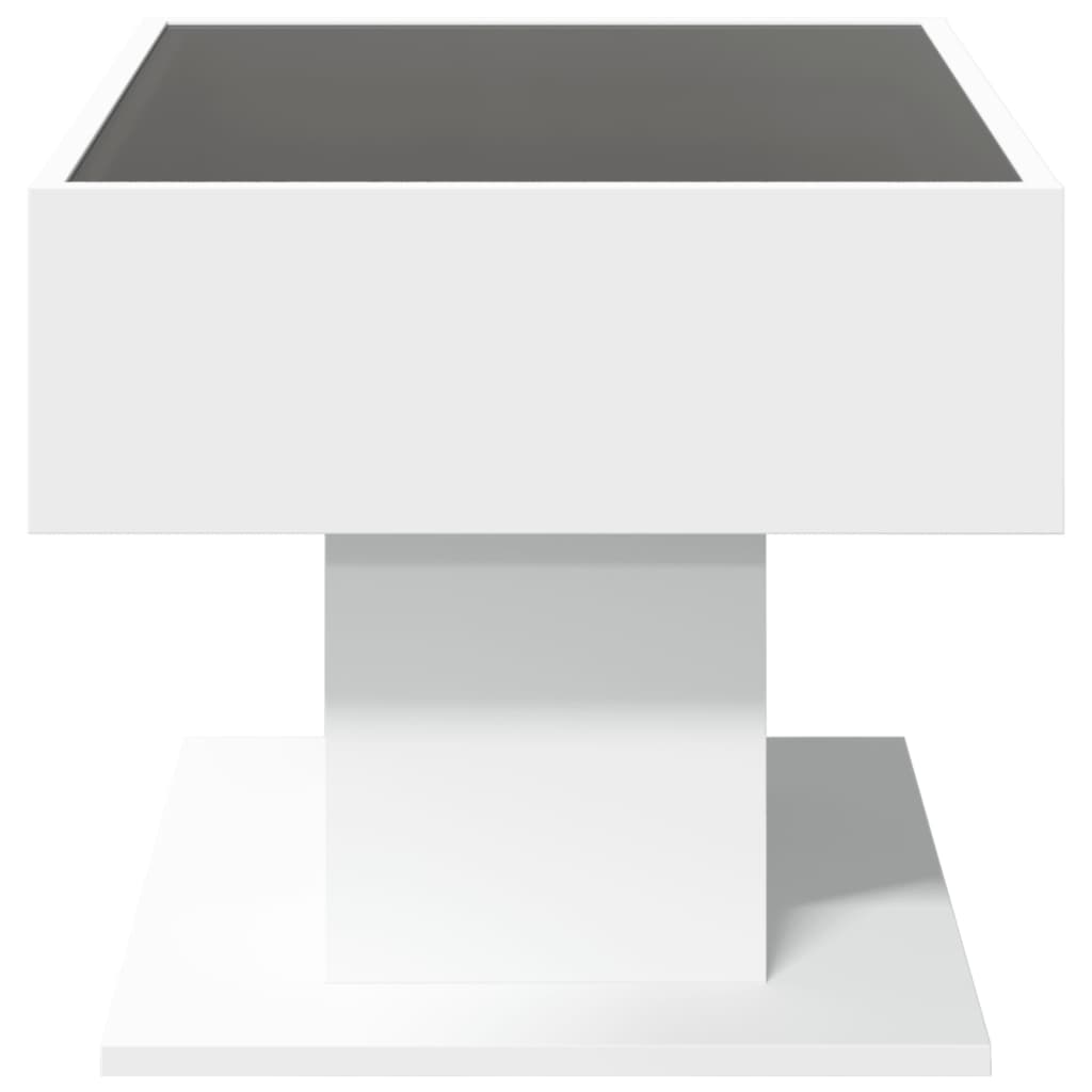 Salongbord med LED hvit 70x50x45 cm sponplate