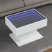 Salongbord med LED hvit 70x50x45 cm sponplate