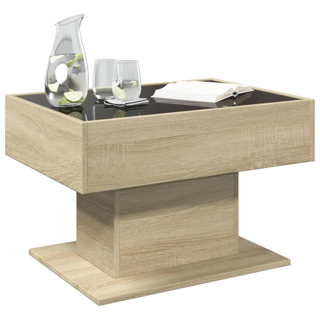 Salongbord med LED sonoma eik 70x50x45 cm konstruert tre