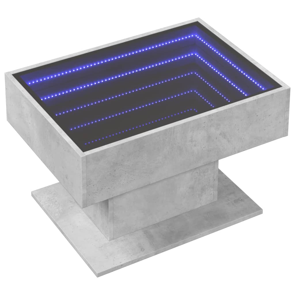 Salongbord med LED betonggrå 70x50x45 cm konstruert tre
