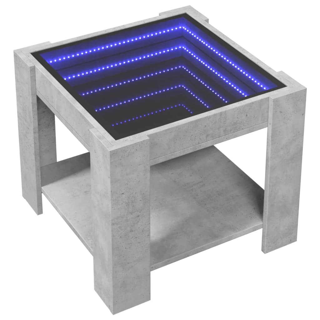 Salongbord med LED betonggrå 53x53x45 cm konstruert tre
