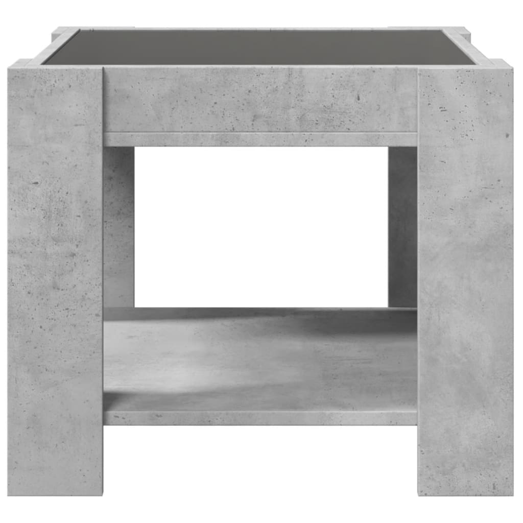 Salongbord med LED betonggrå 53x53x45 cm konstruert tre