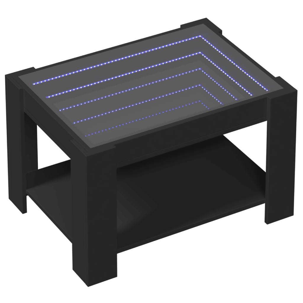 Salongbord med LED svart 73x53x45 cm konstruert tre