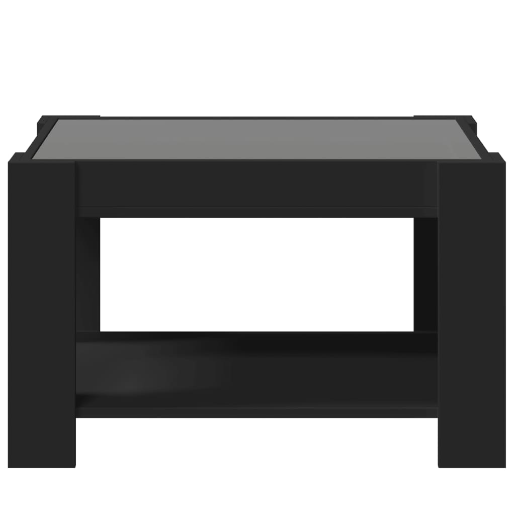 Salongbord med LED svart 73x53x45 cm konstruert tre