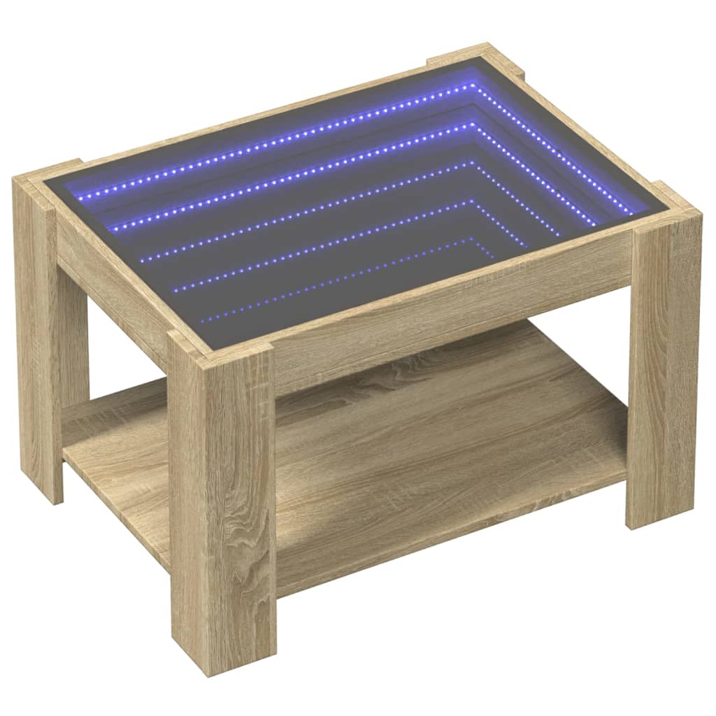 Salongbord med LED sonoma eik 73x53x45 cm konstruert tre