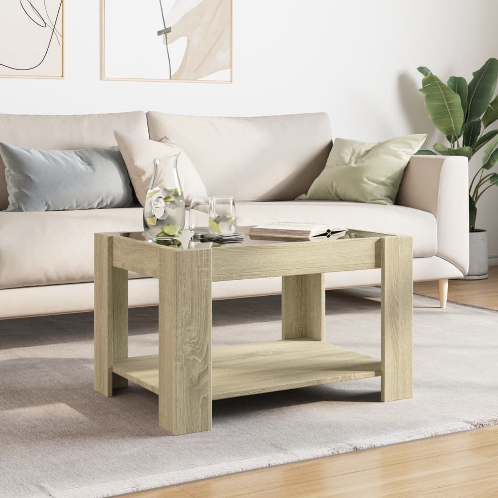 Salongbord med LED sonoma eik 73x53x45 cm konstruert tre