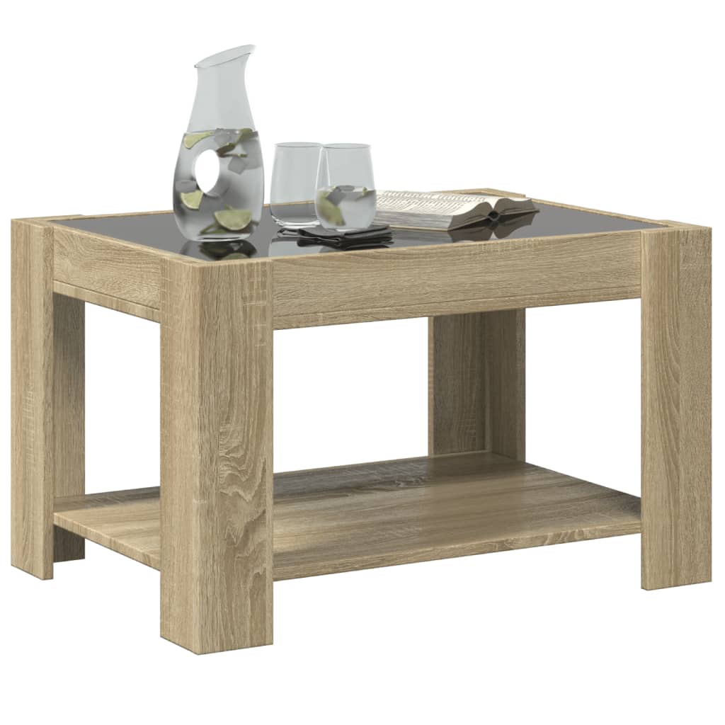 Salongbord med LED sonoma eik 73x53x45 cm konstruert tre