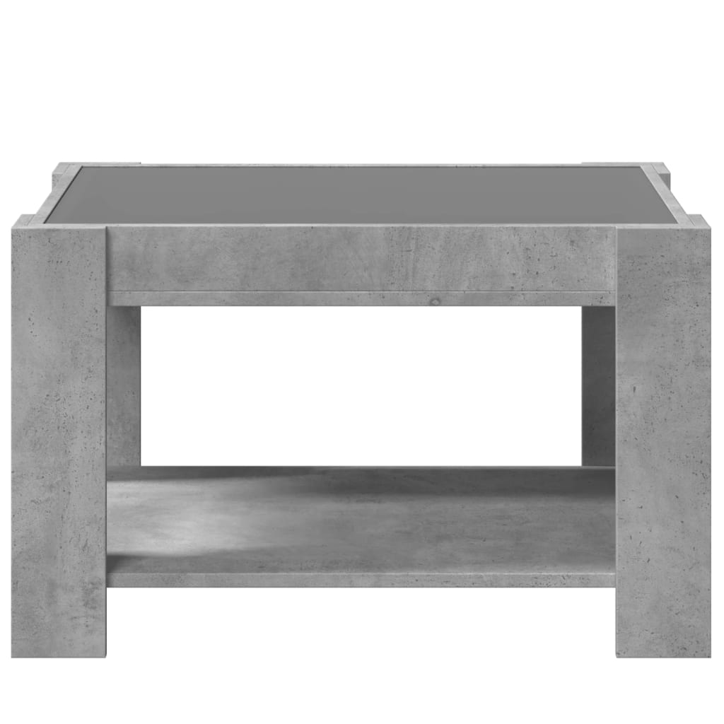 Salongbord med LED betonggrå 73x53x45 cm konstruert tre
