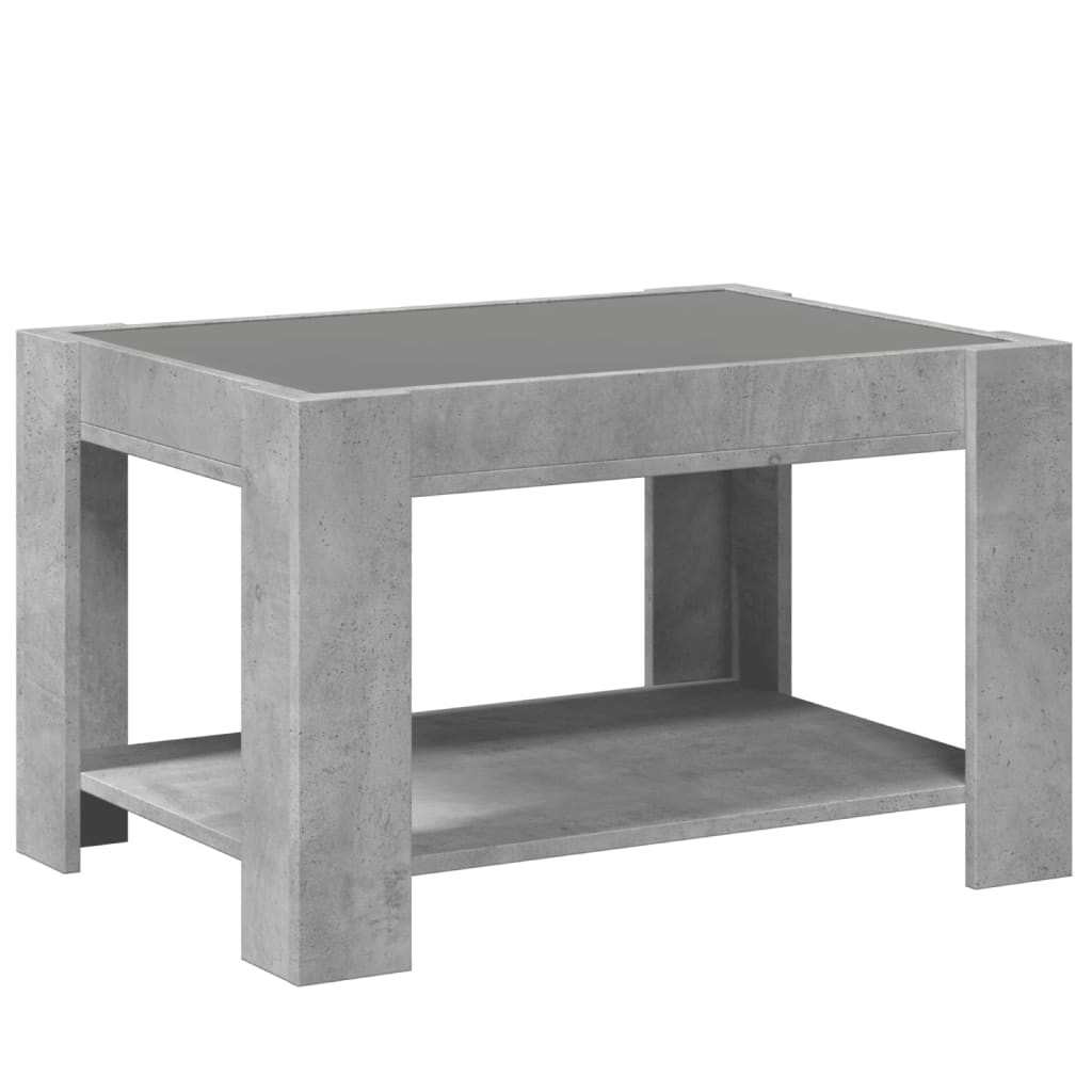 Salongbord med LED betonggrå 73x53x45 cm konstruert tre