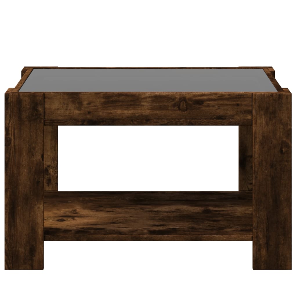 Salongbord med LED røkt eik 73x53x45 cm konstruert tre