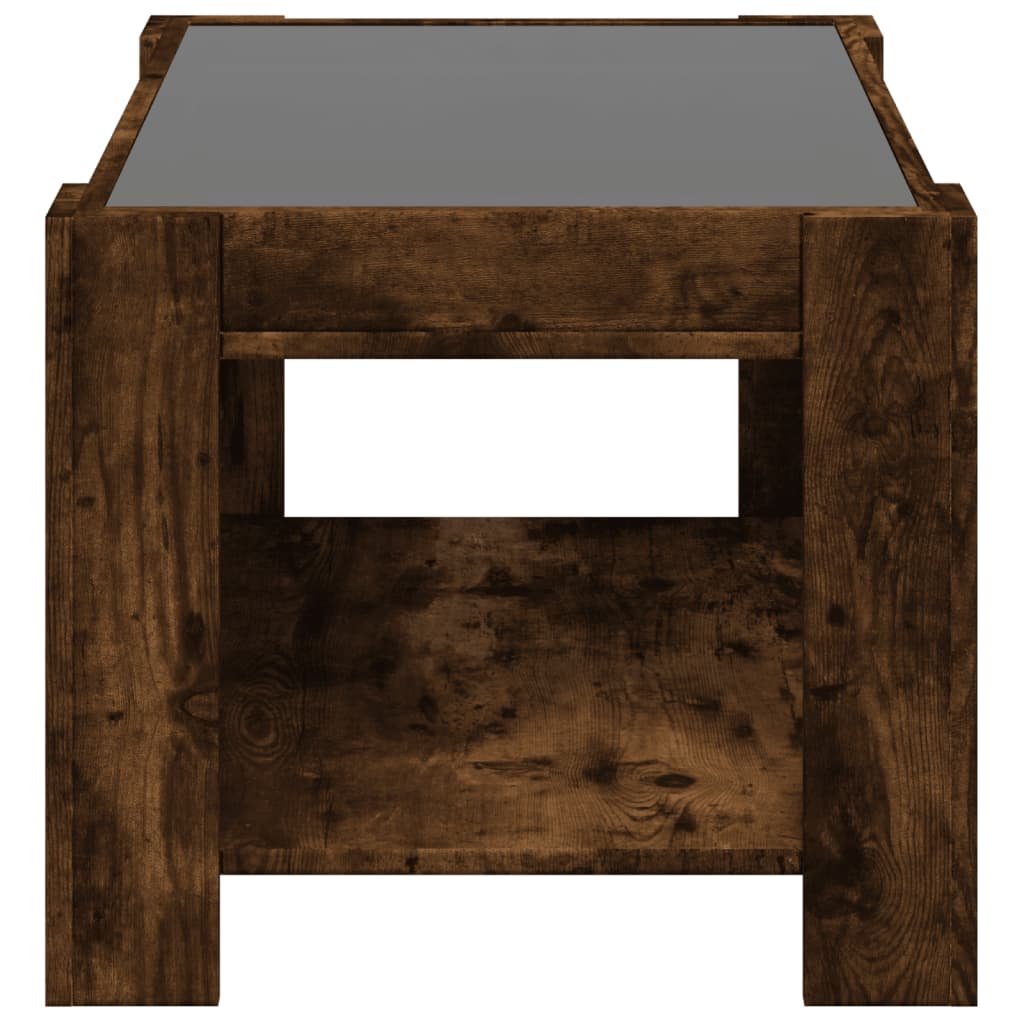 Salongbord med LED røkt eik 73x53x45 cm konstruert tre