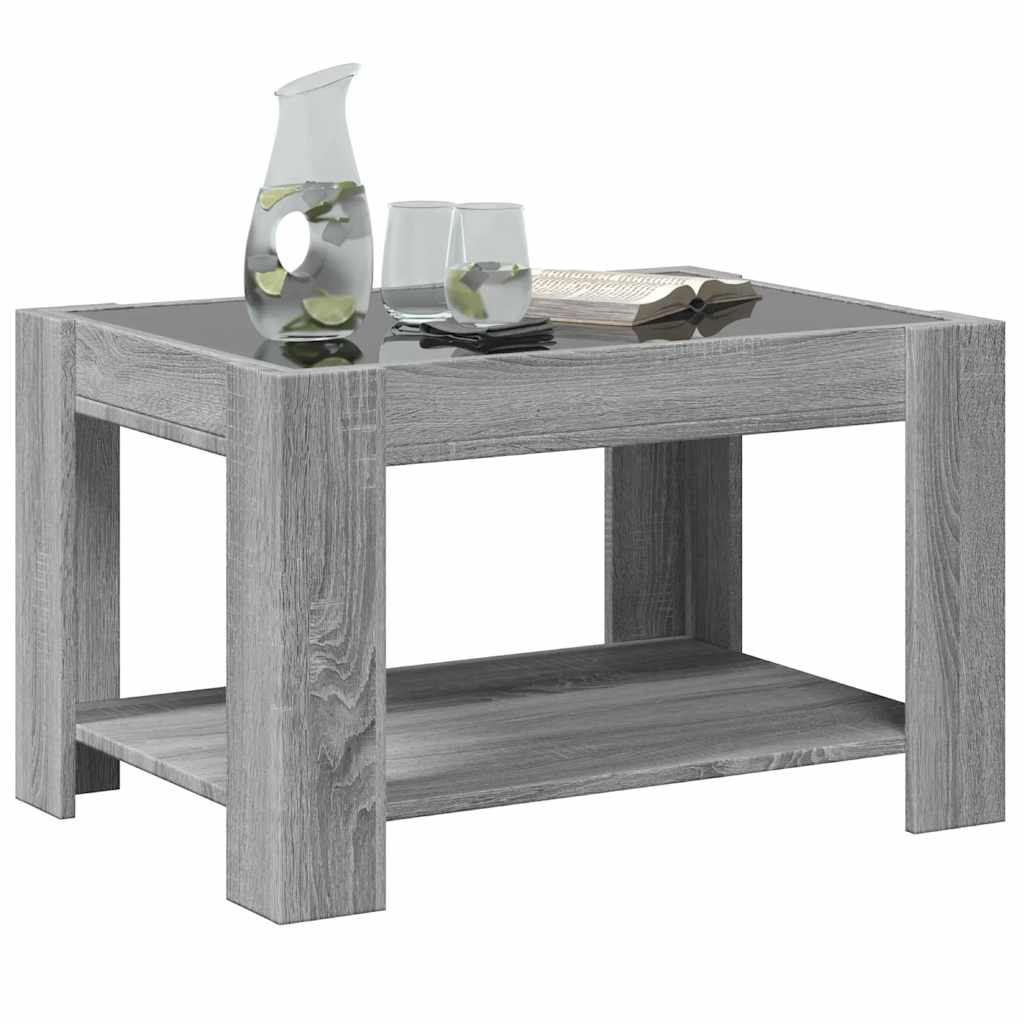 Salongbord med LED grå sonoma 73x53x45 cm konstruert tre