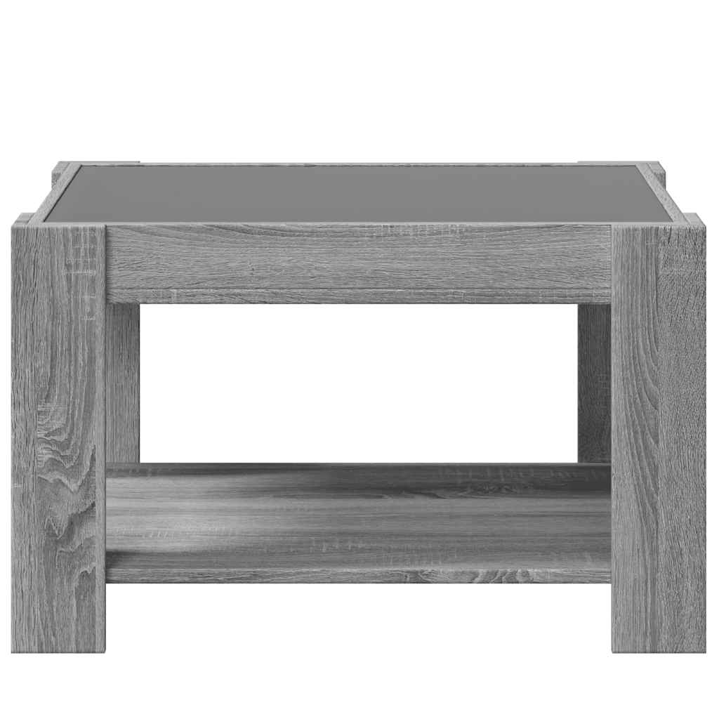 Salongbord med LED grå sonoma 73x53x45 cm konstruert tre