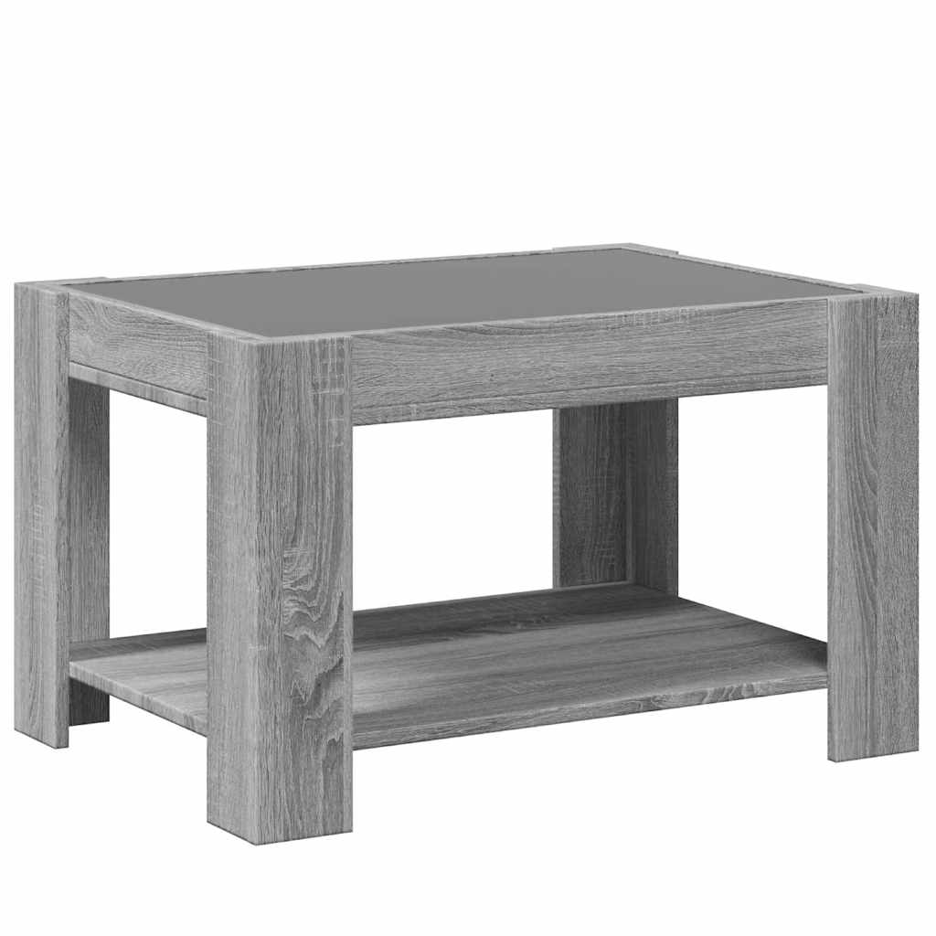 Salongbord med LED grå sonoma 73x53x45 cm konstruert tre